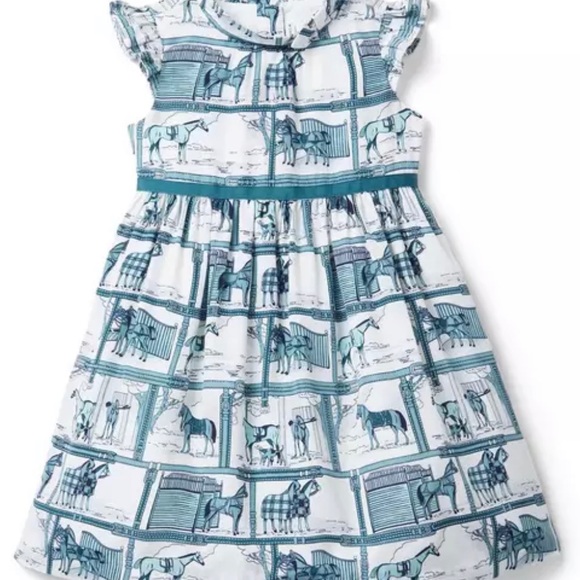 NEW|Horse Print Dress | Janie and Jack| size:3| kids- Blue and White - Picture 1 of 3